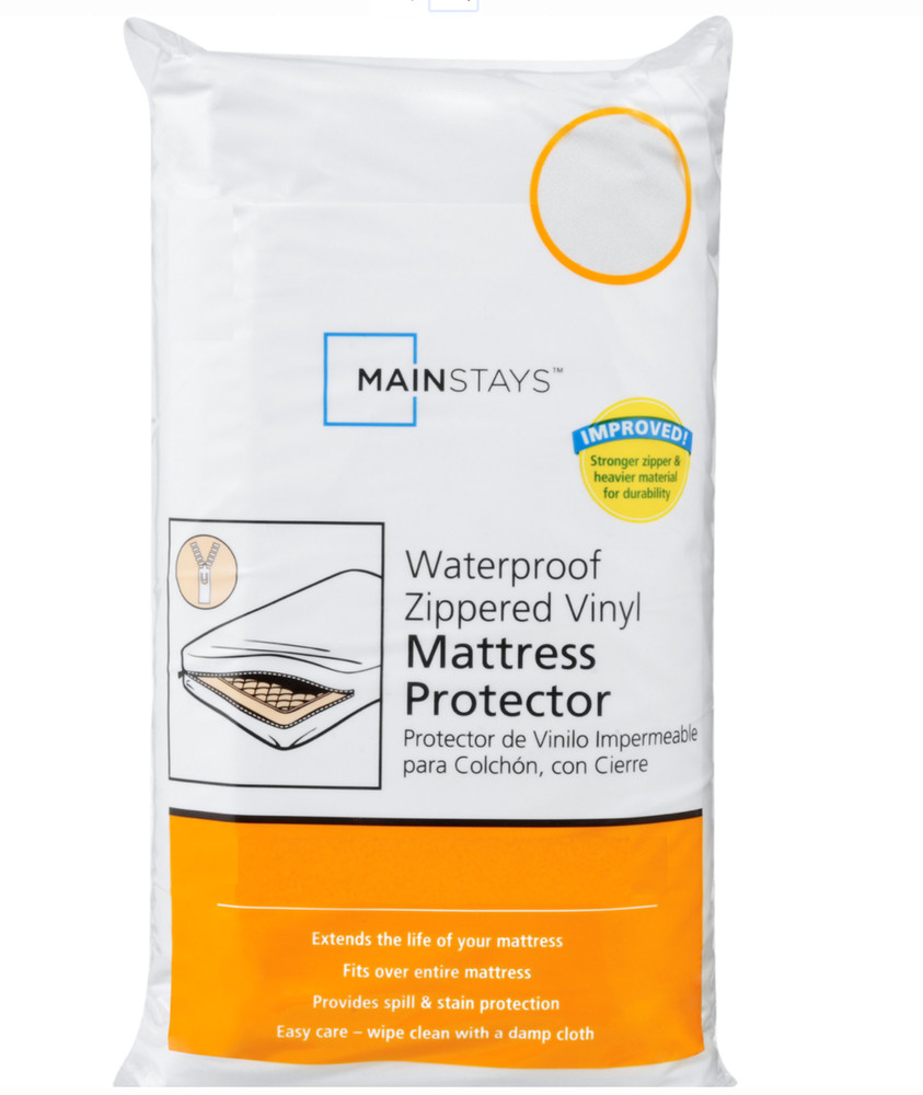 Mainstays Size Full Waterproof Zippered Mattress Protector White