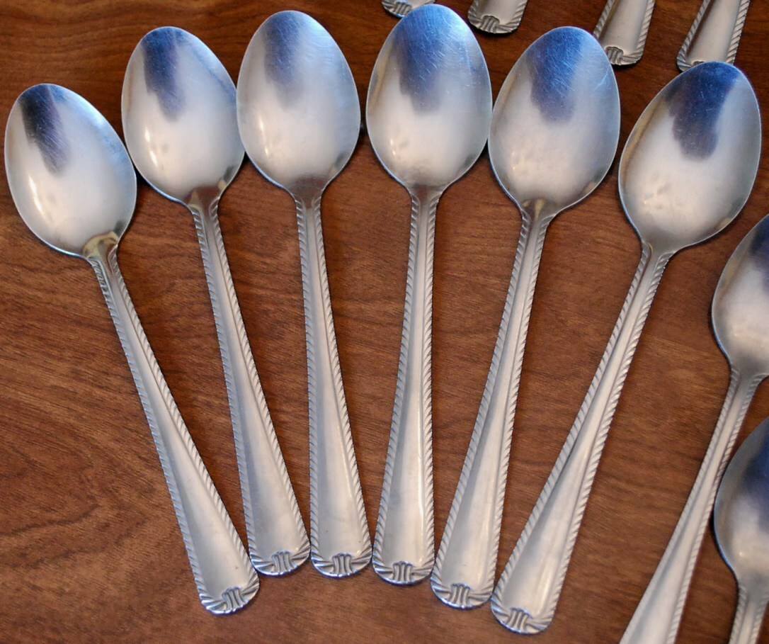 Set 39 Pices SATIN ROPE DESIGN Stainless Steel Flatware FORKS SPOONS KNIVES