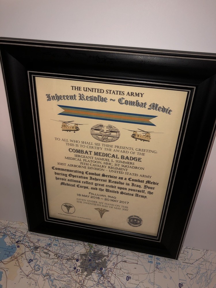 COMBAT MEDIC / CMB - INHERENT RESOLVE (COMMEMORATIVE ISSUE CERTIFICATE)