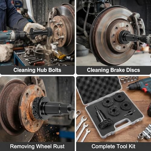 Wheel Hub Resurfacing & Stud Cleaning Kit, Quick Rust Removal Tool for Lug