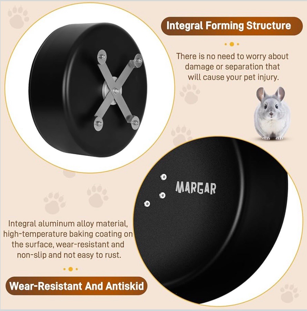 MARGAR Upgraded 15" Chinchilla Running Wheel Metal Exercise Wheel For Cage Pets