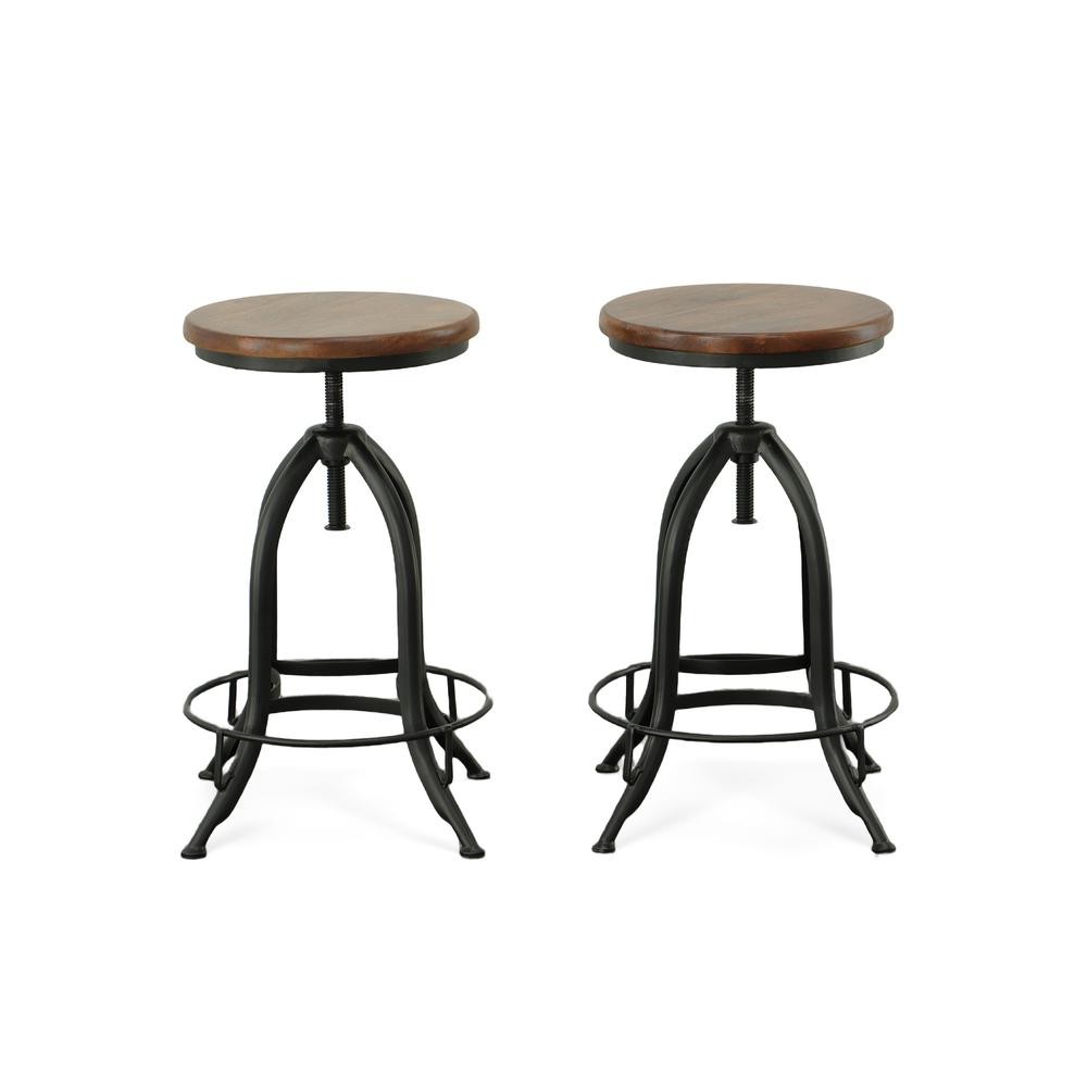 Ryder Adjustable Barstool - Chestnut Seat - Black Base