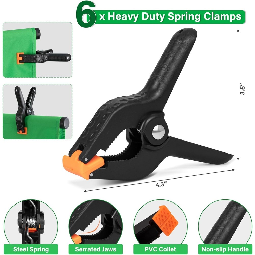Portable T-Shape Greenscreen Backdrop Background Stand Kit 6.5 X 5 ft Adjustable