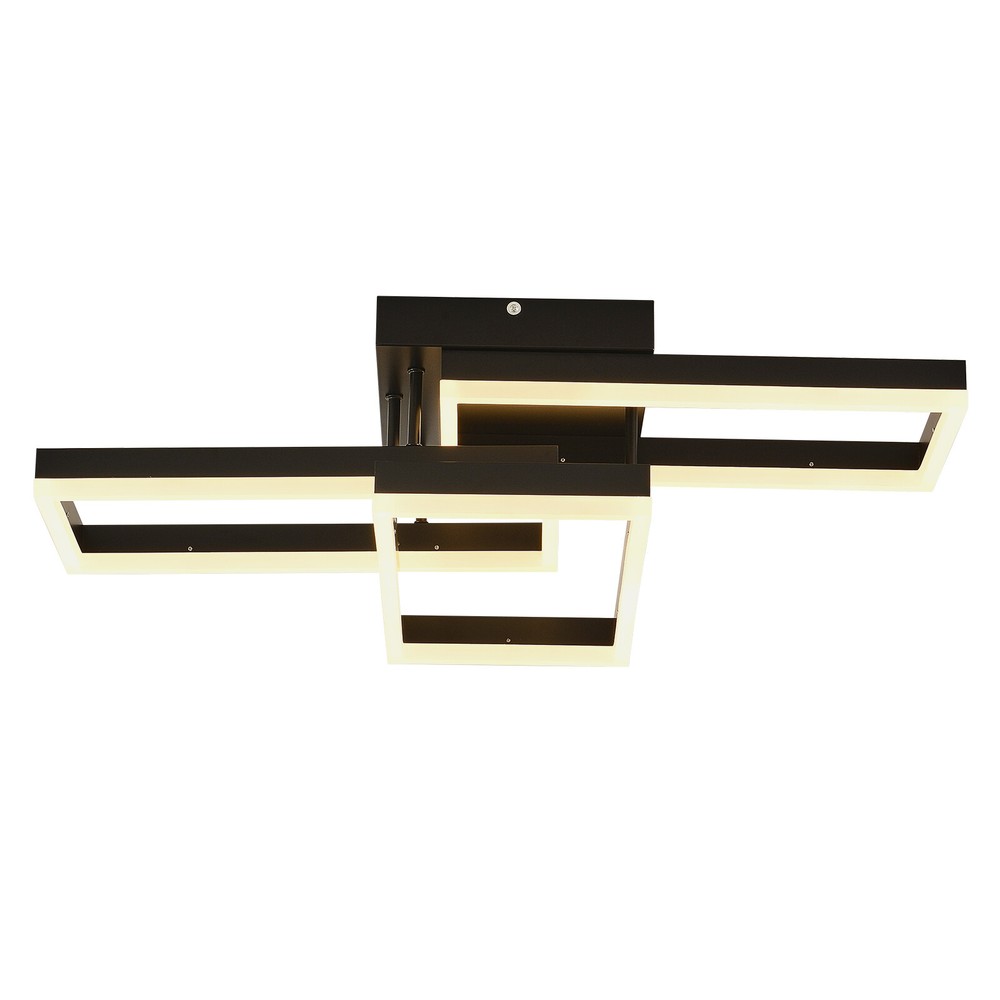 Ceiling Light Black Square Flush Mount Remote Control Dimmable Rectangle