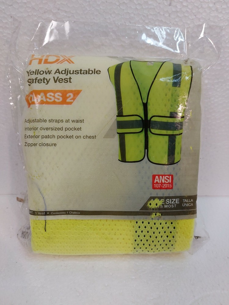 HDX Yellow Adjustable Safety Vest Class 2 ANSI