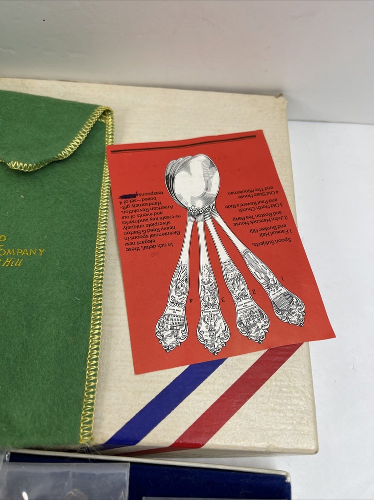 Reed And Barton Silver plate Centennial Commemorative Spoons 4 Pc New Open Box