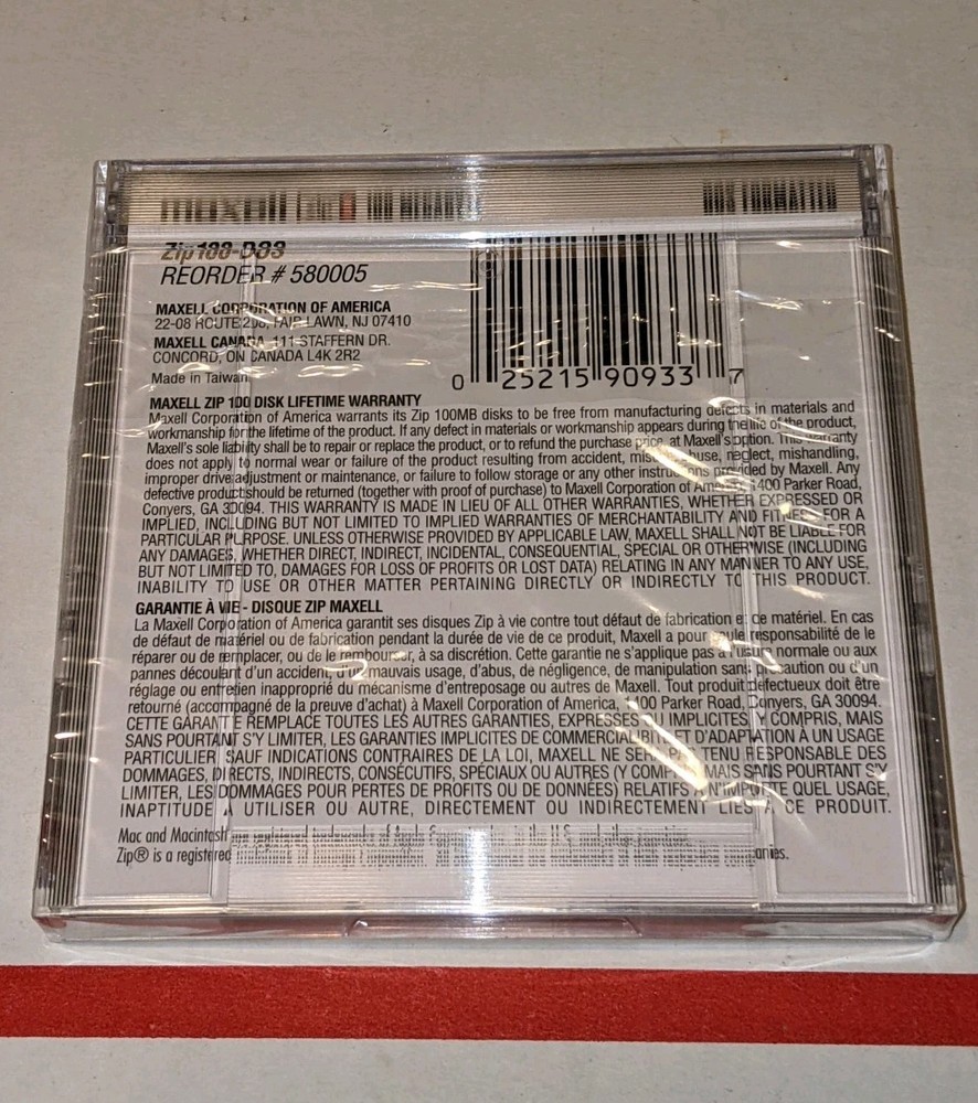 Maxell 100 MB IBM Formatted ZIP 100 Disk New Sealed in Package