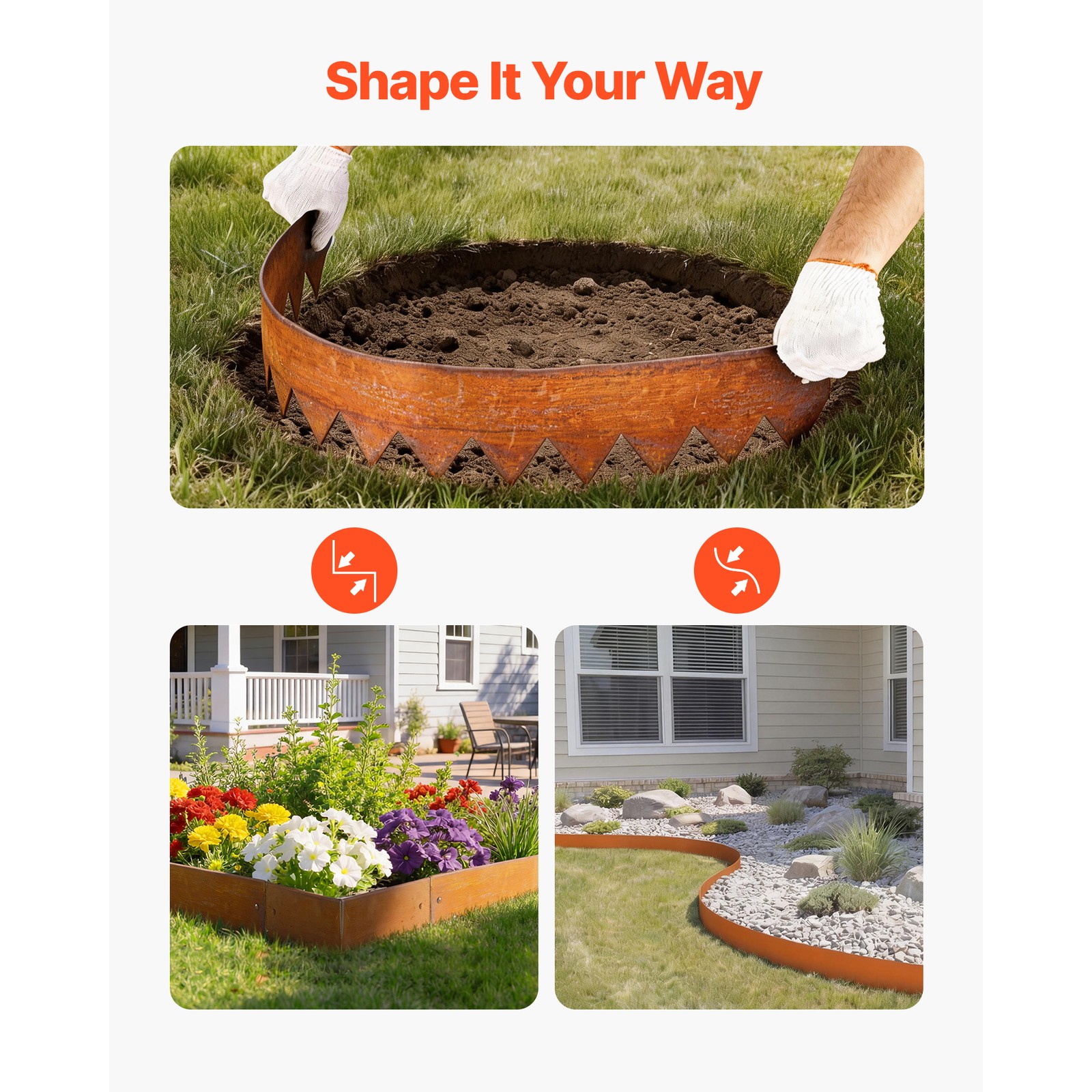 Uimoso Corten Steel Garden Edging 40 x 6 in Flexible Metal Landscape Border