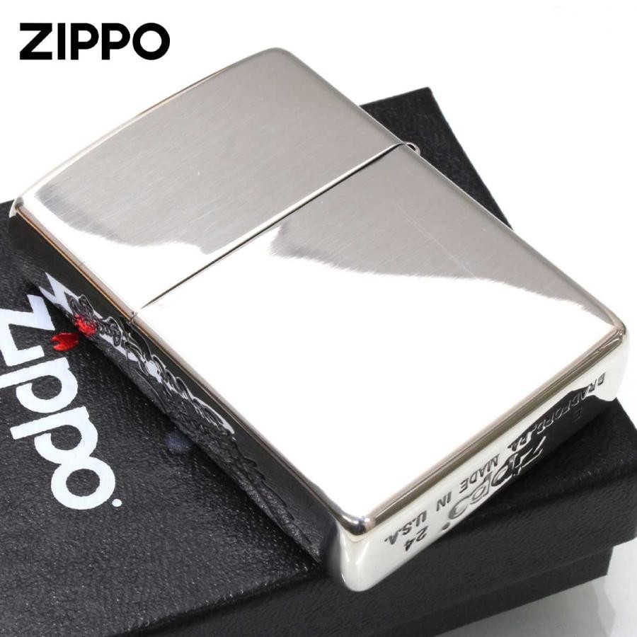 Zippo Dragon 2-sided continuous processing Japanese pattern Silver smoked finish