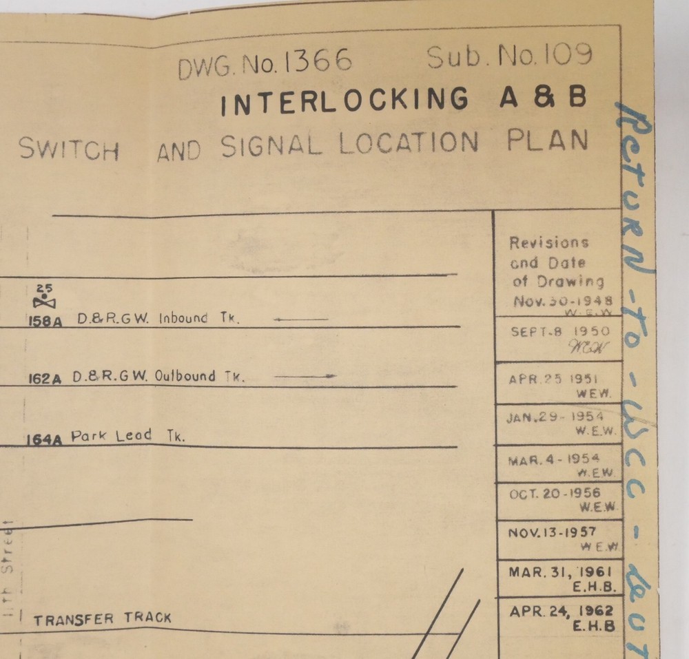 Interlocking A & B Switch & Signal Location Plan, Denver Union Terminal Railway
