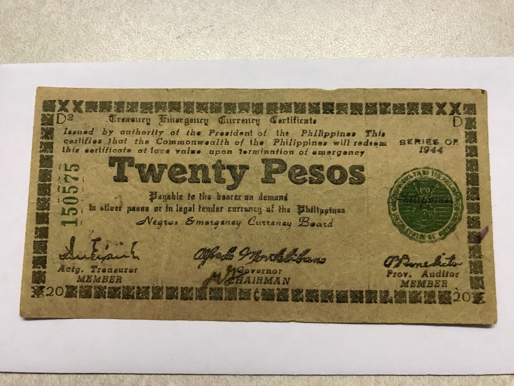 1944 Philippines 20 Pesos Emergency Note VF Circ. #6669