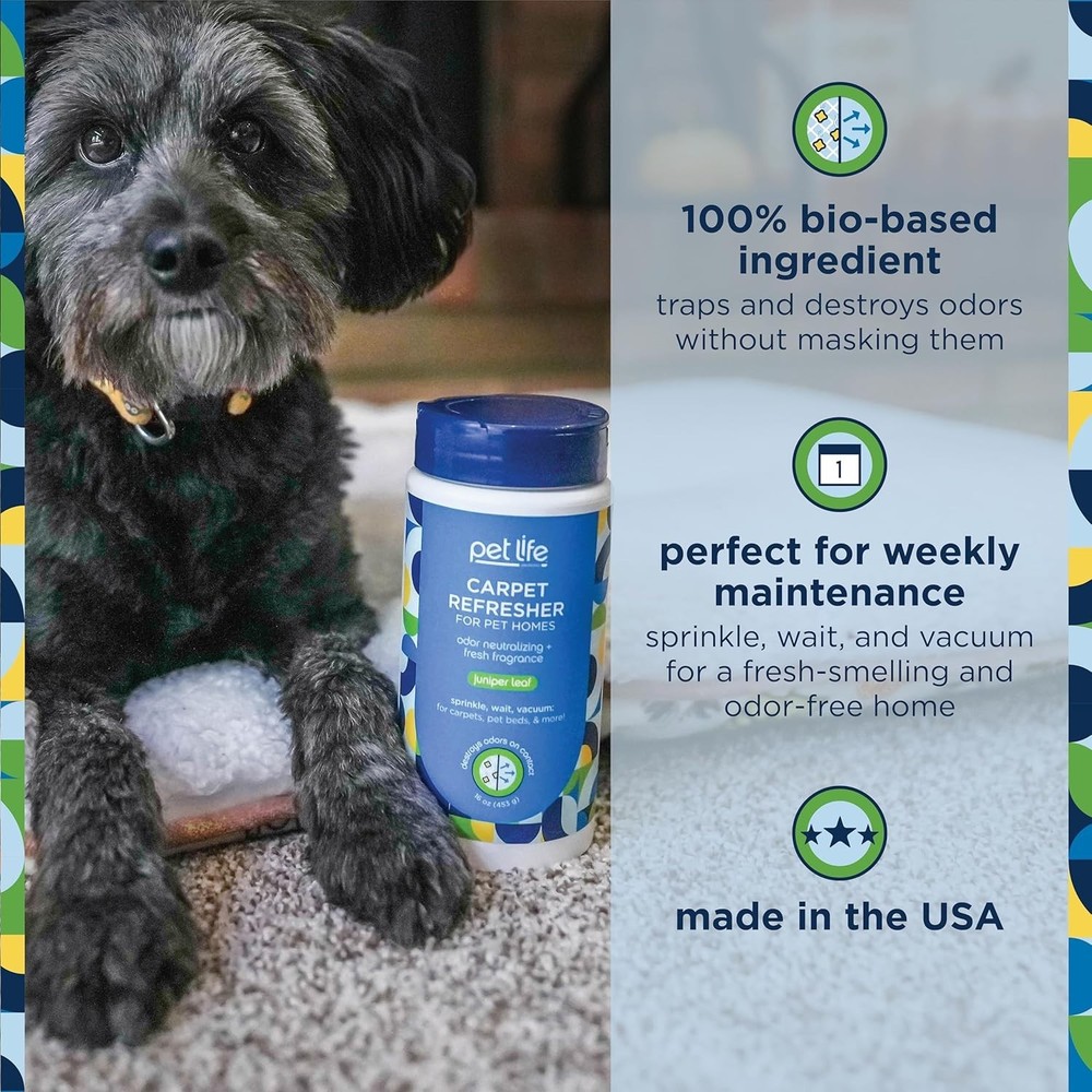 Carpet Refresher & Deodorizer Powder - Pet Safe, Plant Based Juniper Leaf Sce...
