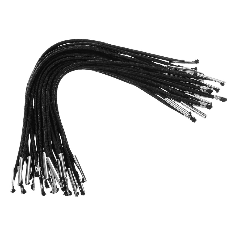 100Pcs 6" Elastic Barbed Cord 1.6mm Loop Stretch Round String Black