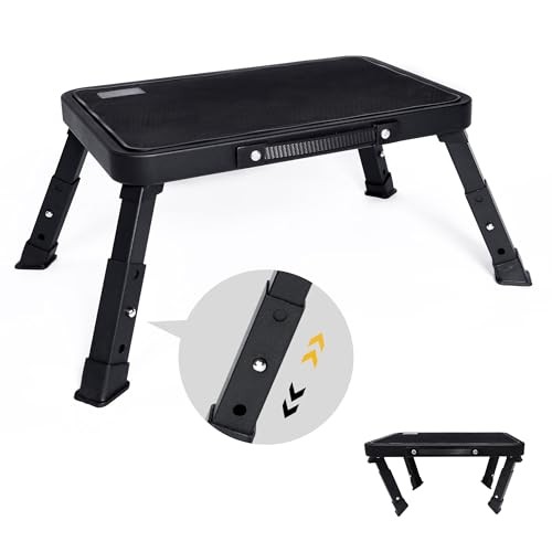 Step Stool, Adjustable Folding Step Stools for Adults and Seniors, Black