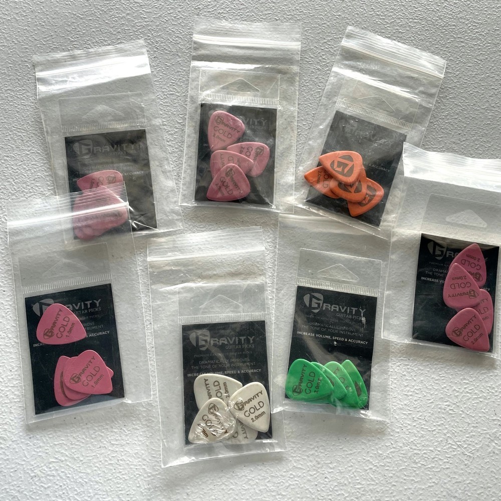 Gravity Picks Gold Series Guitar Picks- 4 Pack, Std Size,  1.0mm / 1.5mm / 2.0mm