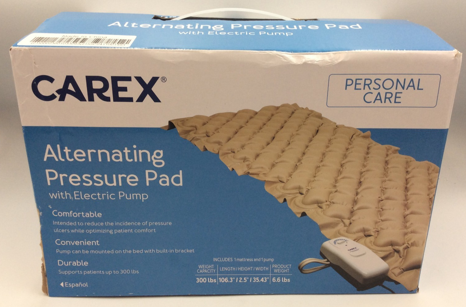Carex Alternating Pressure Pad With Electric Pump Weight Capacity 300lbs, NEW
