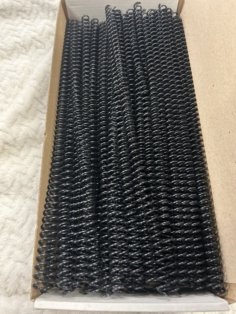 7mm Plastic Binding Coils – 100 Pack (Black, 12” Length)