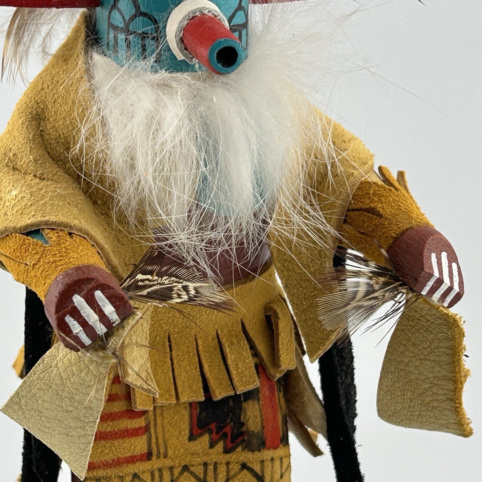 Navajo Morning Singer Kachina Doll Carved Suede Signed Deo Talavai 1980s Vintage