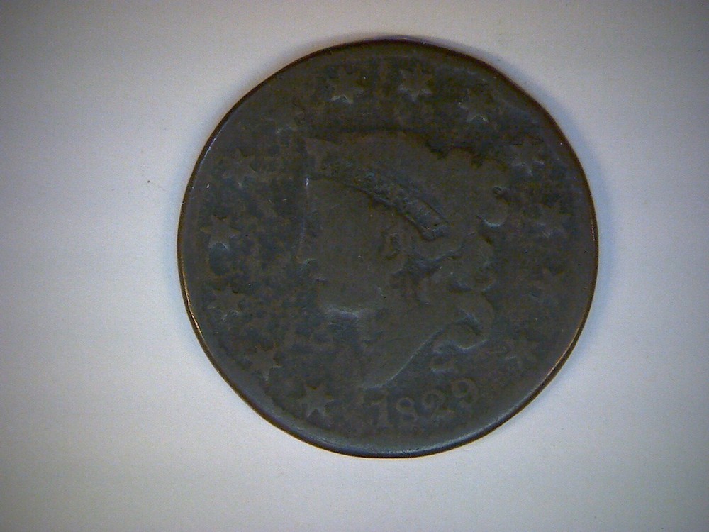 1829  U.S. LARGE CENT,  CORONET CENT,