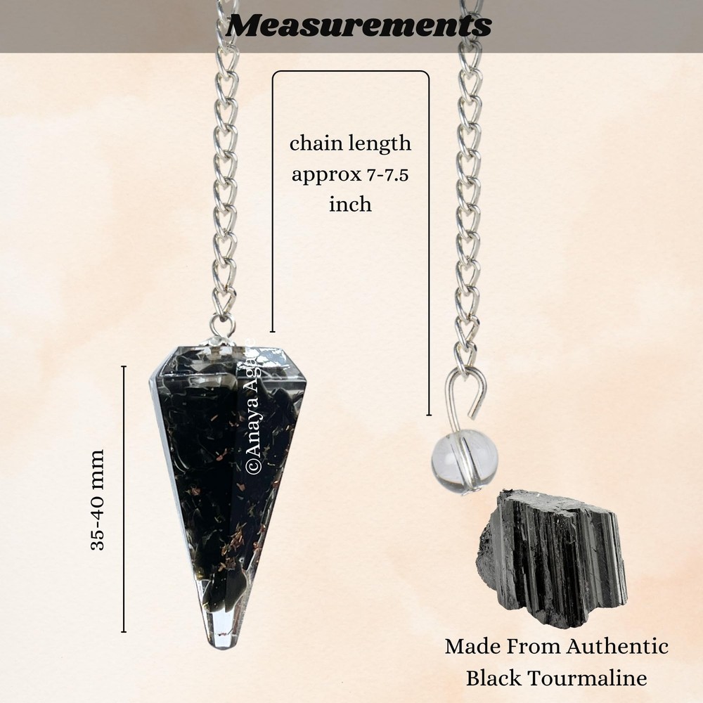 Black Tourmaline Pendulum – Orgone Crystal Pendulum – Dowsing Pendul