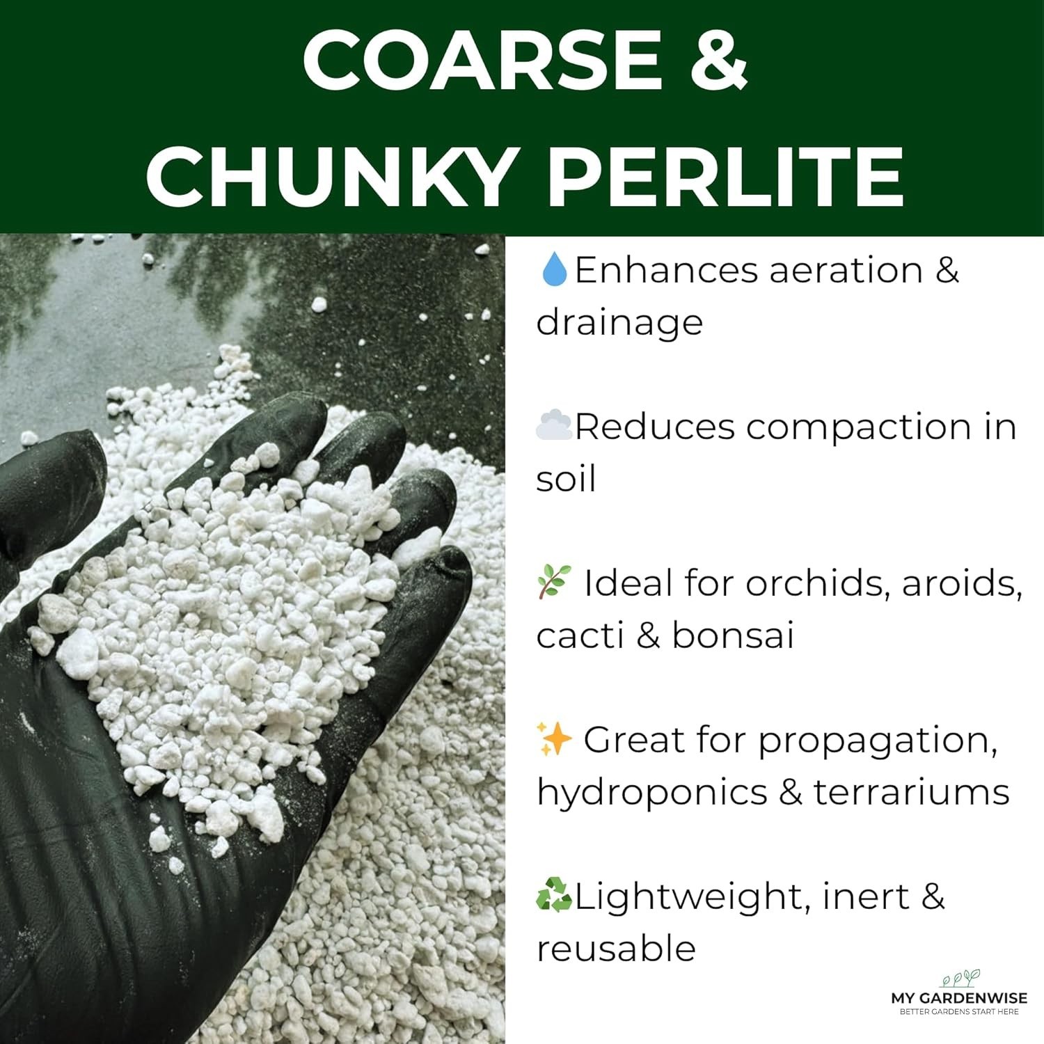 Coarse Horticultural Perlite|Chunky Organic Soil Amendment - Drainage & Aeration