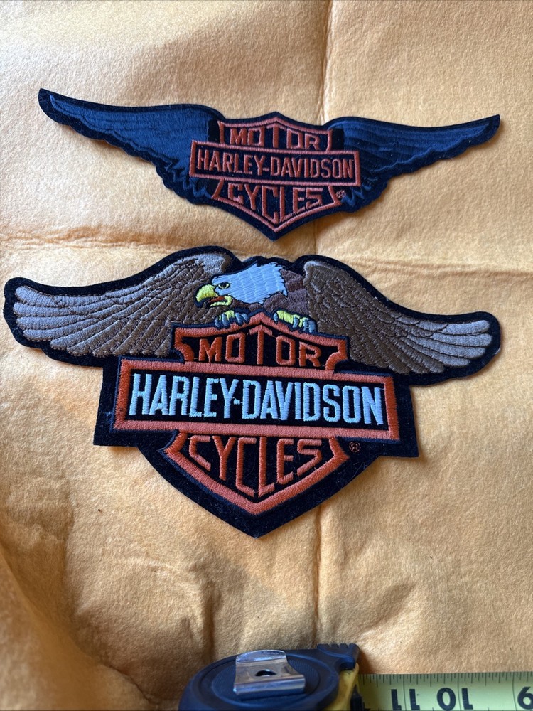 2 Authentic Vtg New Harley-Davidson Patch Wings / eagle Head Down #B