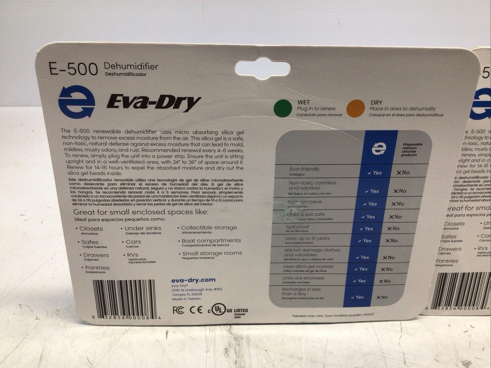 Eva-Dry E-500 2 pack Renewable Wireless Dehumidifier