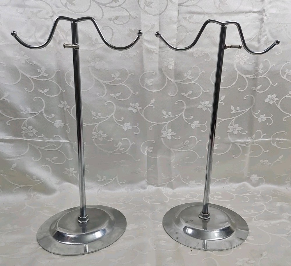 2pc Double Hook Chrome Adjustable Height Handbag Purse Stand Display Rack