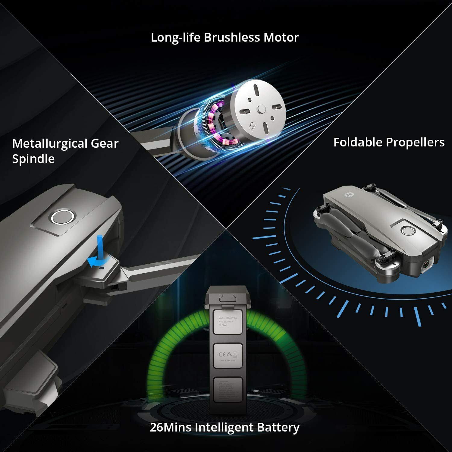 Holy Stone HS720 Foldable RC Drone With 4K HD Camera Brushless 2 Batteries