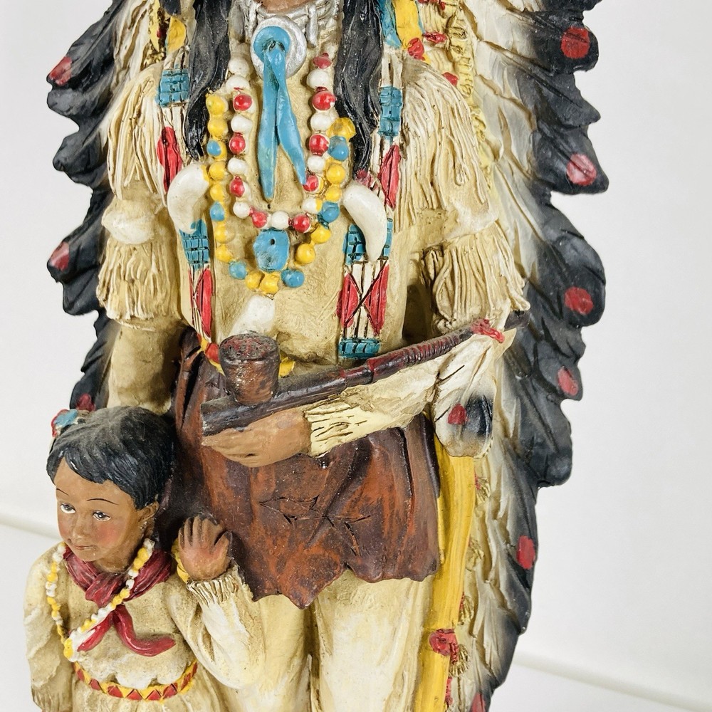 Indian Chief w/ Grandson Passing Knowledge Native American Unknown Origin 15”