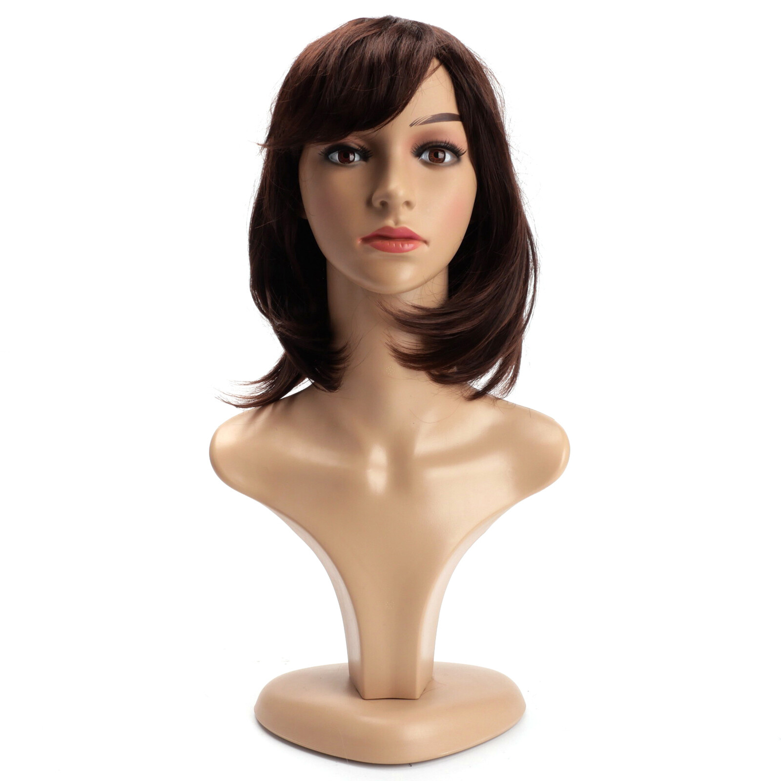 Synthetic Brunette Wig for Girl|Shoulder Length Brown Wig for Daily Use