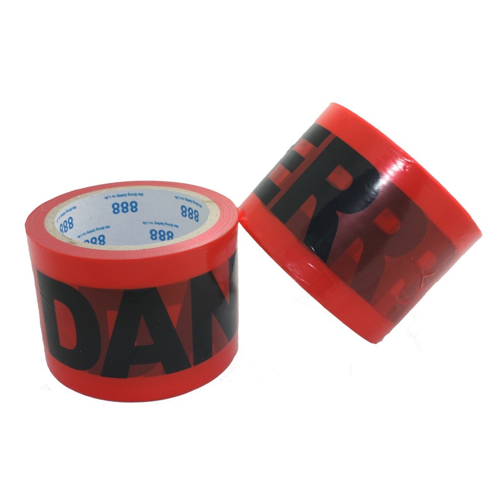 Sharp Red Danger Tape 3" X 300 ft- Maximum Readability-Tear Resistant