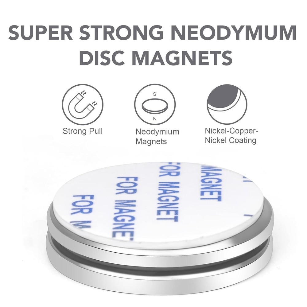 Durable Neodymium Disc Magnets, 2 Pack with 17 lbs Pull Force, 1.26'' Diameter