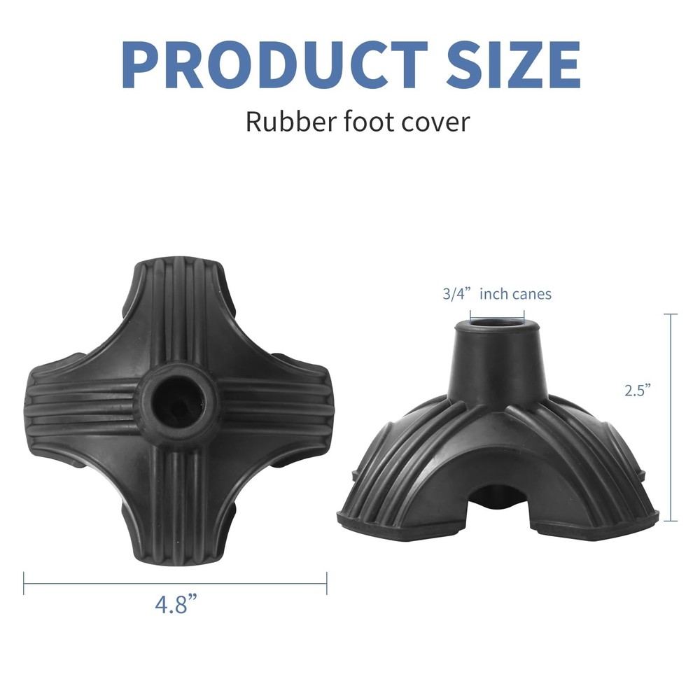 Cane Tips, 3/4 Inch Quad Cane Tip Self Standing Rubber Tips for Walking Canes...