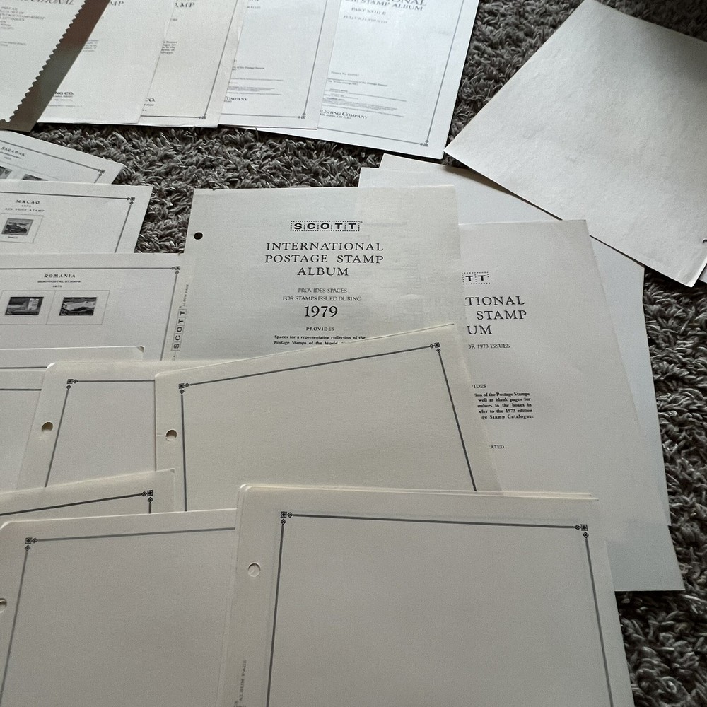 UNUSED LOT SCOTT ALBUM PAGES EMPTY FEW COUNTRIES, MOSTLY BLANK PAGES NO STAMPS