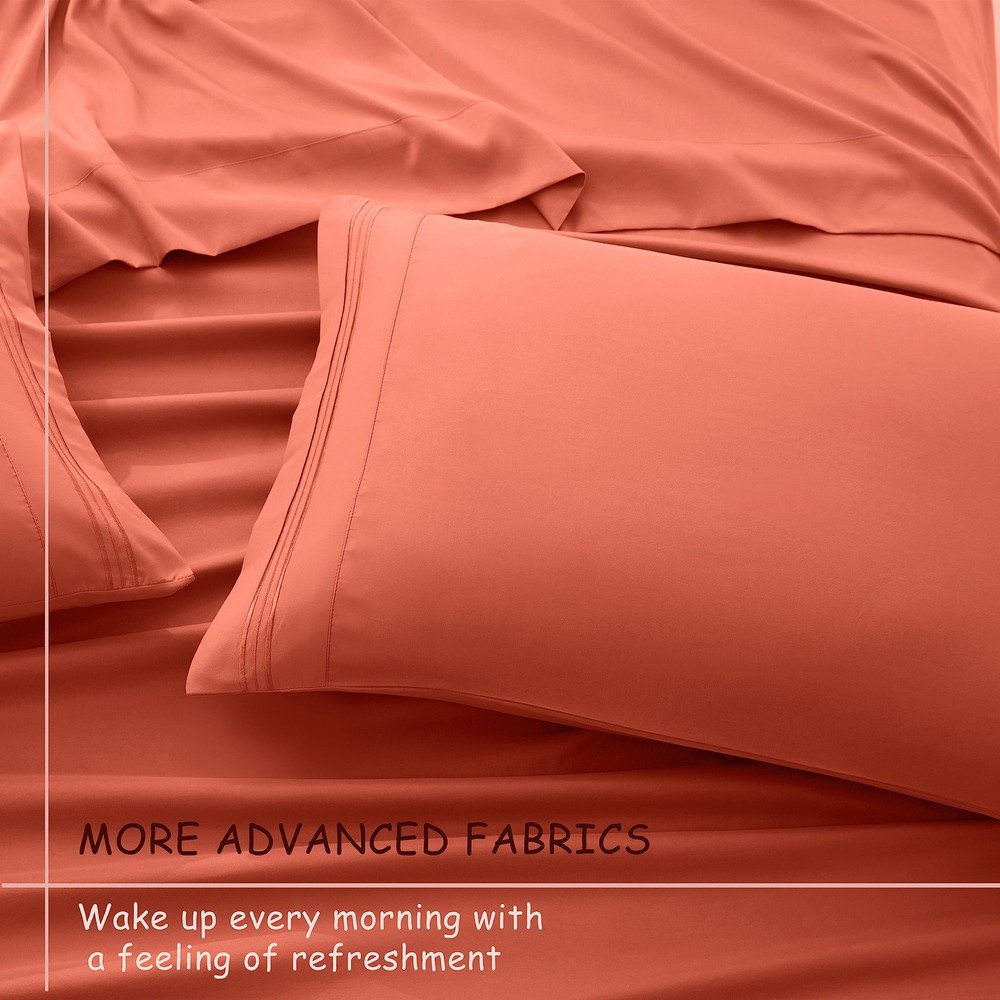 Full Size Bed Sheets Burnt Orange Sheet Set - 1800 Thread Count Sheets, 4 Pie...