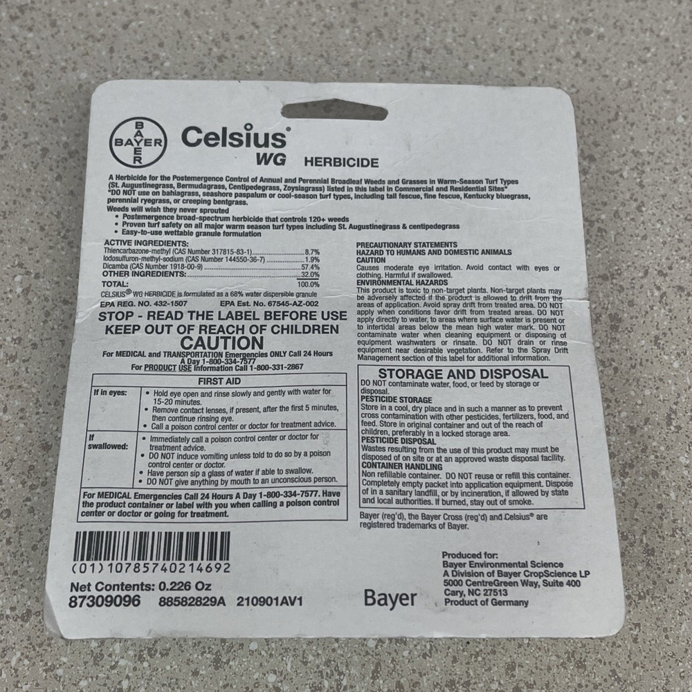 Celsius Herbicide - Single dose 0.226 oz Easy Mix Packet - Post Emergent