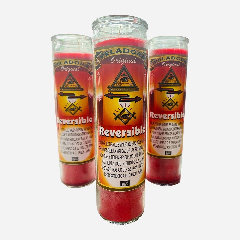 2x Reversible Fixed Candle, Reversible Veladora Preparada. Back to Sender