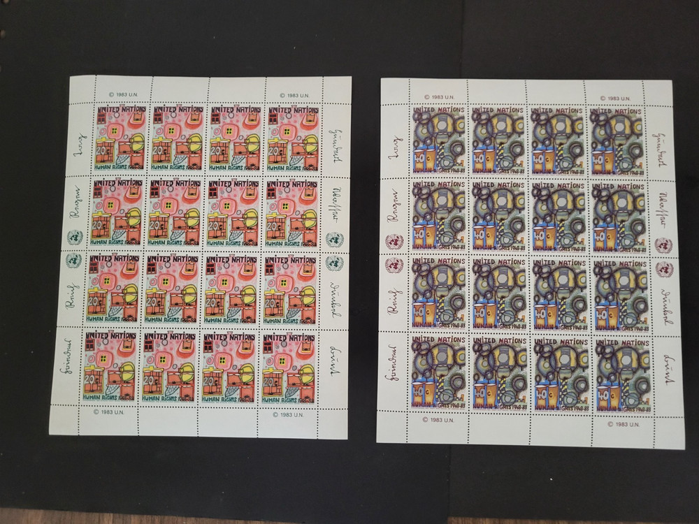 1983 HUMAN RIGHTS Sheet Set - All 3 Offices - MNH (FLAWLESS) Catalog $56