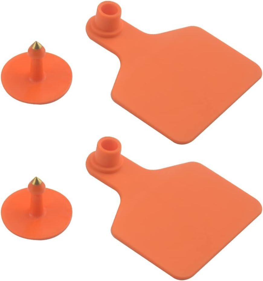 100 Sets Livestock Identification Blank Ear Tags Orange Livestock Ear Tag Bla...
