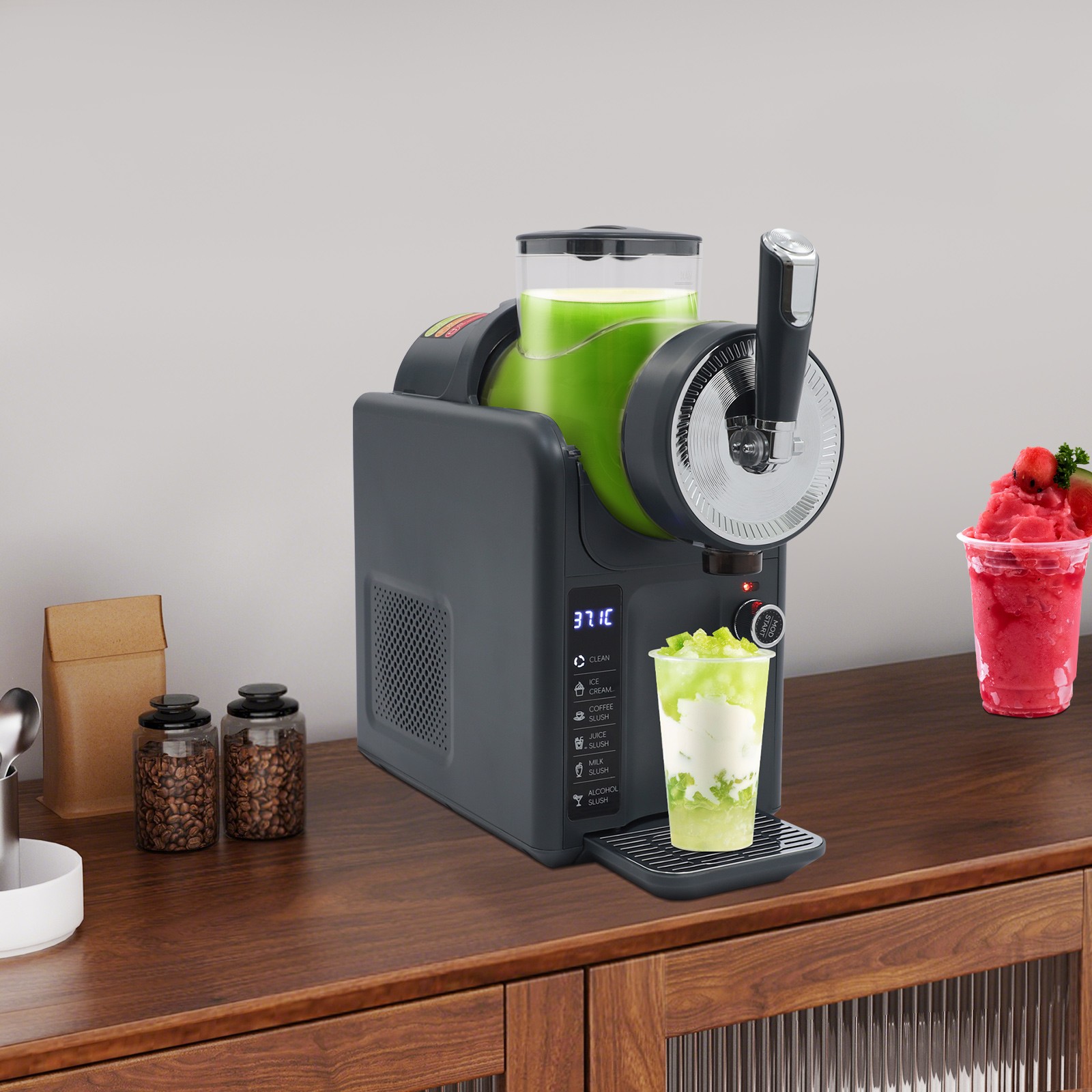 1.8L/0.48 Gallon Frozen Drink Machine Electric Tabletop Shaved Ice Machine 185W