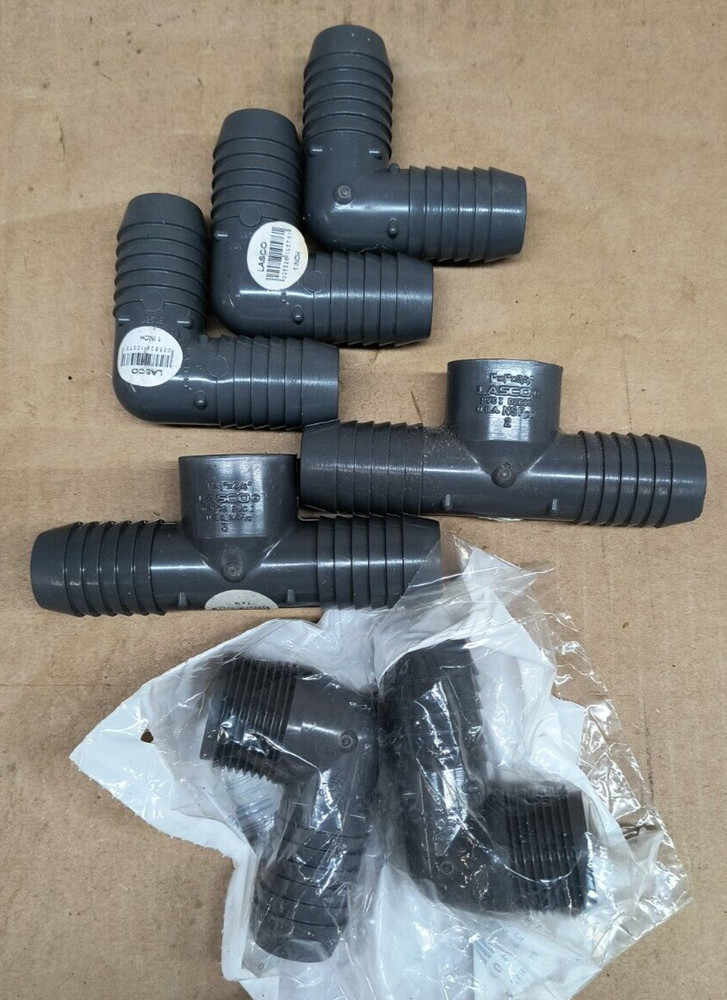 (7) Lasco 1" Insert Elbow Female Adapter Tee Fitting Schedule 40