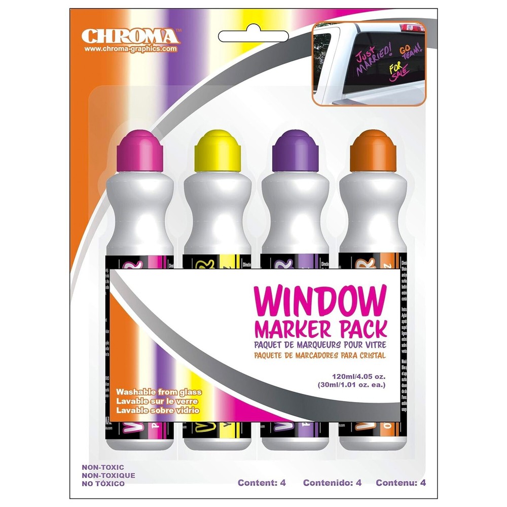 Chroma 4 Neon Color Pack Window Markerz - 2.05 oz.