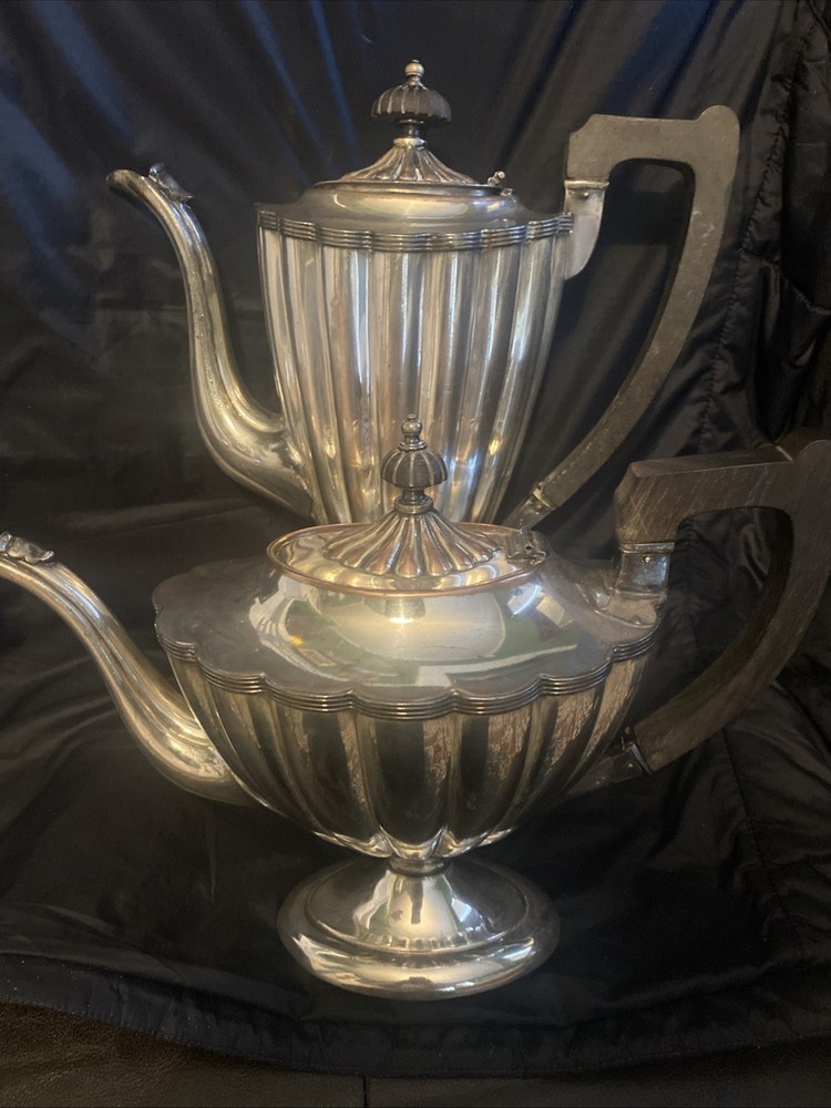 Antique SILVER LOT 1850’s E.G WEBSTER Silver 2pc COFFEE TEAPOT Silver