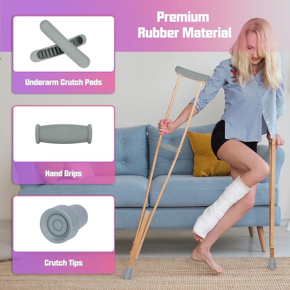 Crutch Comfortable Pads & Handles - 6-Piece Set for Enhanced Stability