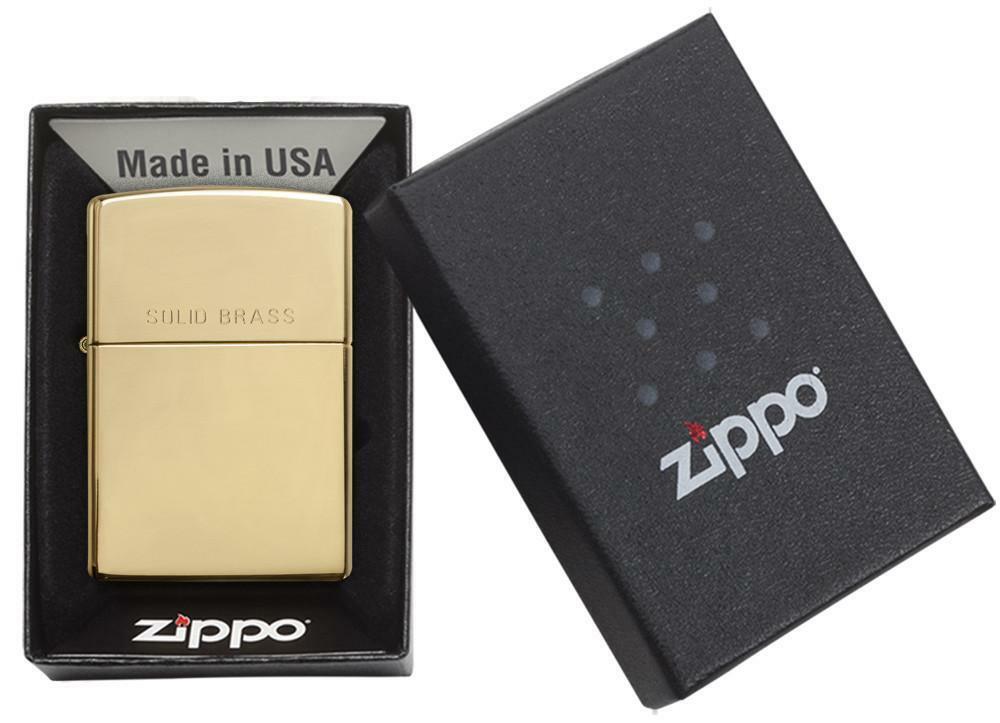 Zippo Windproof High Polished Brass Lighter, 254, Says "Solid Brass", New In Box