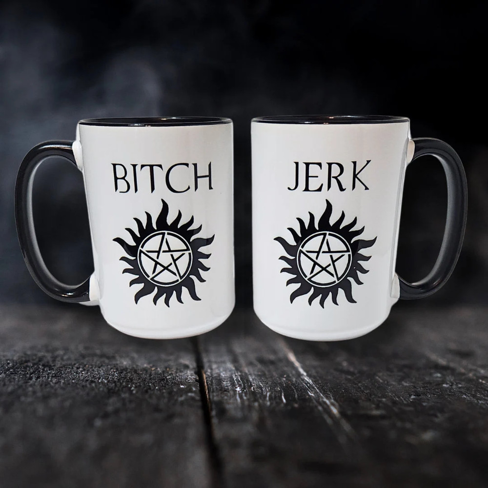 "JERK, B*TCH"-SUPERNATURAL-COFFEE MUG SET