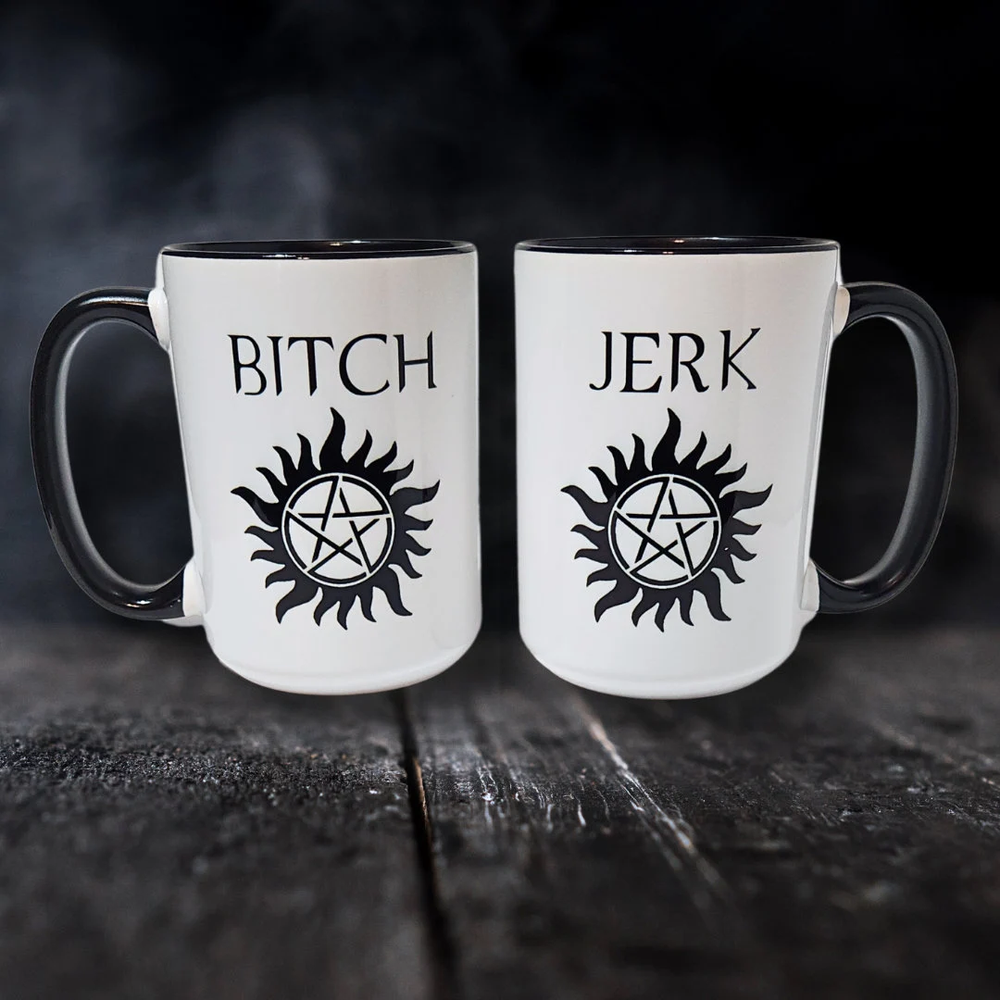 "JERK, B*TCH"-SUPERNATURAL-COFFEE MUG SET