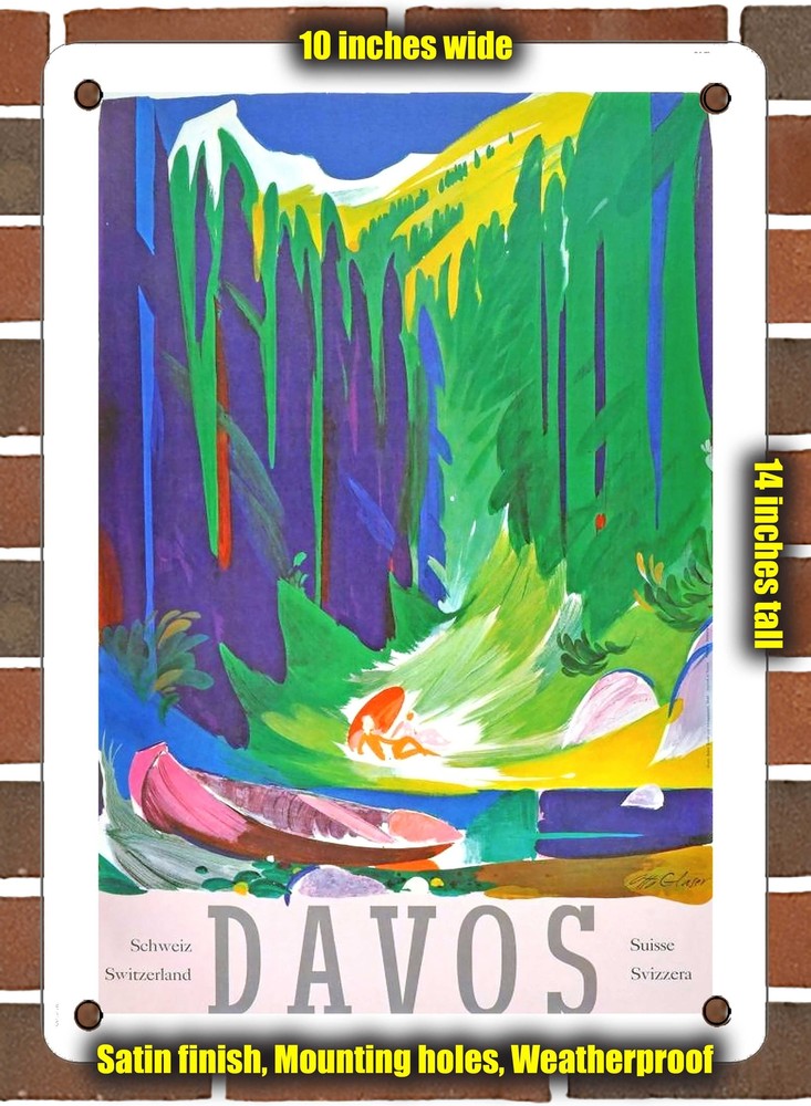 Metal Sign - 1956 Davos, Switzerland - 10x14 Inches