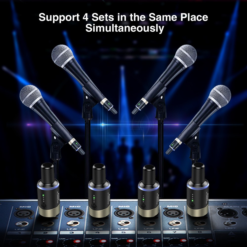 LEKATO 5.8G Wireless Microphone System Mic Transmitter Receiver Plug On XLR 100'